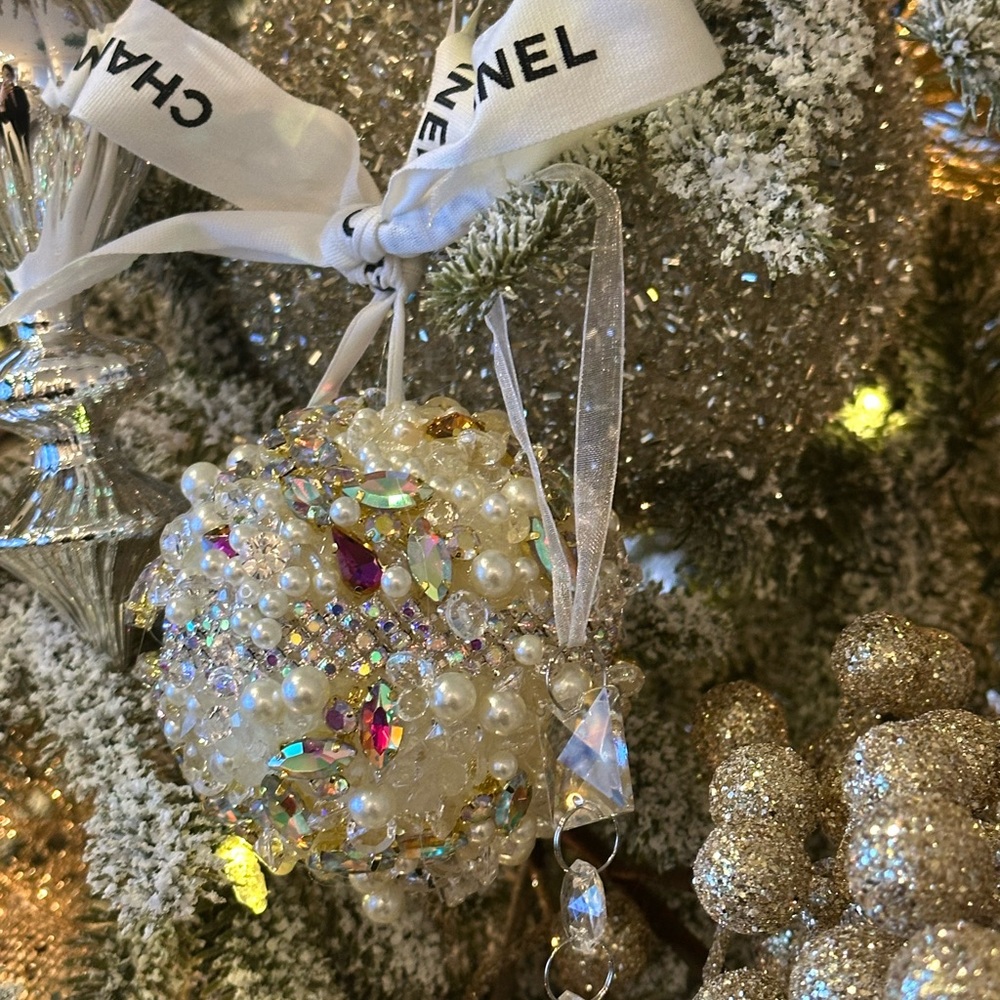 Chanel Pearl and Crystal Holiday Ornament custom made with real accessories